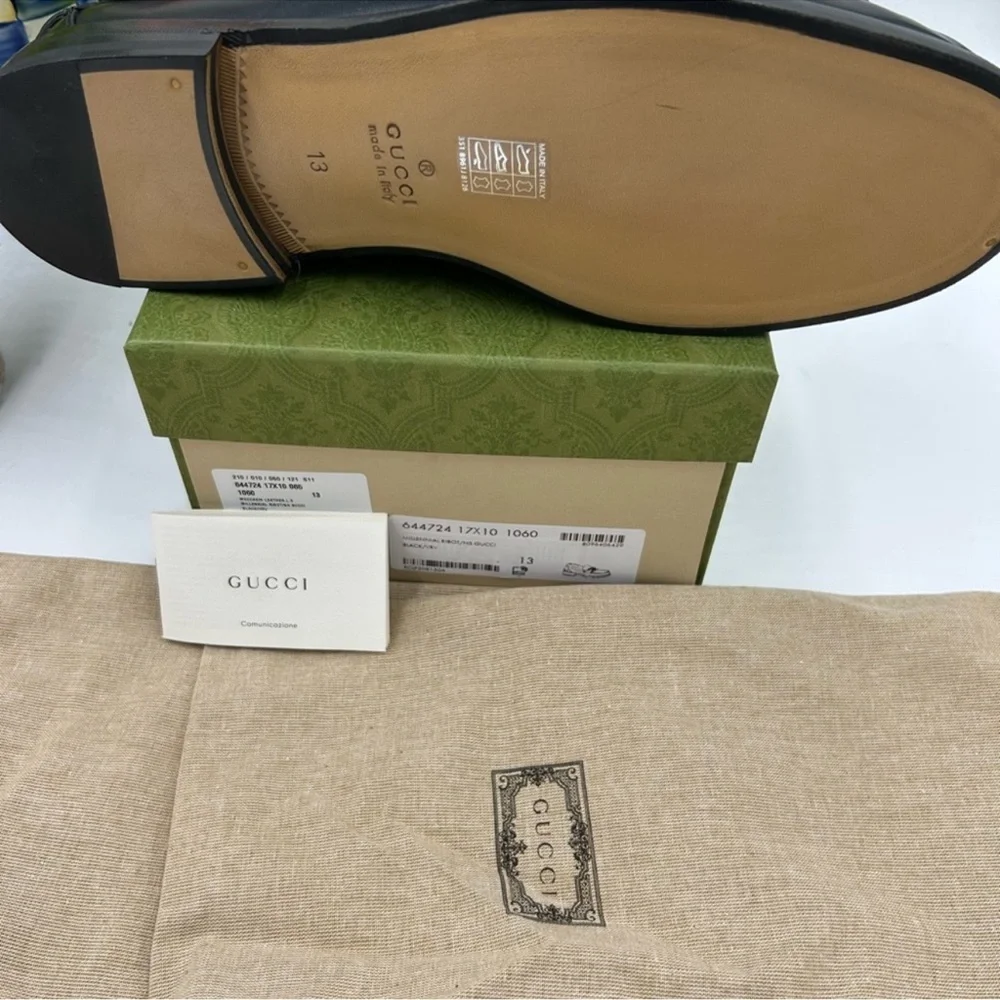 Men’s Gucci, black Kaveh interlocking G leather loafer size 13 made in Italy - Picture 12 of 12